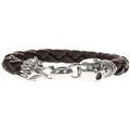 Bracelets Orusbijoux Bracelet Homme Cuir T&ecirc;te De Mort Marron Et Argent Noir Grenoble