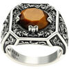 Bijoux Orusbijoux Bague Argent Homme Tr&ocirc;ne Du Roi Pierre ?il De Tigre Marron