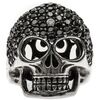 Bijoux Orusbijoux Bague Argent T&ecirc;te De Mort Pr&eacute;cieuse Zirconium Noir Argent&eacute;