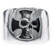 Bijoux Orusbijoux Bague Homme T&ecirc;te De Mort Et Croix Argent Argent&eacute;