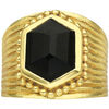Bijoux Orusbijoux Bague Argent Dor&eacute; Antique Pierre Naturelle Onyx Noire Dor&eacute;