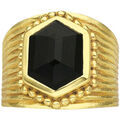 Bijoux Orusbijoux Bague Argent Dor&eacute; Antique Pierre Naturelle Onyx Noire Dor&eacute; Grenoble