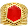 Bijoux Orusbijoux Bague Argent Dor&eacute; Antique Pierre Naturelle Jade Rouge Rouge