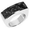 Bijoux Orusbijoux Bague Seth Argent Rhodi&eacute; Pierre Carr&eacute; Onyx Noir Argent&eacute;