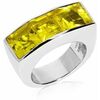 Bijoux Orusbijoux Bague Seth Argent Dor&eacute; Quartz Carr&eacute; Jaune Jaune