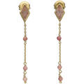 Boucles d'oreille sur Grenoble : Boucles oreilles Orusbijoux Boucles D'oreilles Argent Dor&eacute;e Losange Pierre Rhodonite Dor&eacute;