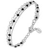 Bijoux Orusbijoux Bracelet Argent Triple Chaine Petite Perles Spinelle Noire Argent&eacute;