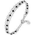 Bijoux Orusbijoux Bracelet Argent Triple Chaine Petite Perles Spinelle Noire Argent&eacute;