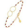 Bracelets Orusbijoux Bracelet Argent Dor&eacute; Double Rond Et Pierre Rouge Rouge Grenoble