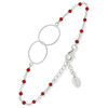 Bracelets Orusbijoux Bracelet Argent Rhodi&eacute; Double Rond Et Pierre Rouge Argent&eacute;