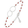 Bracelets Orusbijoux Bracelet Argent Rhodi&eacute; Double Rond Et Pierre Rouge Argent&eacute;