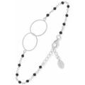 Bracelets Orusbijoux Bracelet Argent Double Rond Et Pierre Spinelle Noire Argent&eacute; Grenoble