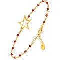 Bracelets sur Grenoble : Bracelets Orusbijoux Bracelet Argent Dor&eacute; &eacute;toile Et Pierre Onyx Rouge Rouge