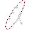 Bracelets Orusbijoux Bracelet Argent Rhodi&eacute; Serties Et Pierre Onyx Rouge Argent&eacute;