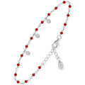 Bracelets Orusbijoux Bracelet Argent Rhodi&eacute; Serties Et Pierre Onyx Rouge Argent&eacute; Grenoble