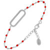 Bracelets Orusbijoux Bracelet En Argent Rhodi&eacute; Lingot Pierres Rouges Argent&eacute;