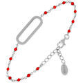 Bracelets Orusbijoux Bracelet En Argent Rhodi&eacute; Lingot Pierres Rouges Argent&eacute; Grenoble