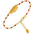 Bracelets Orusbijoux Bracelet En Argent Dor&eacute; Plume Pierres Rouges Rouge Grenoble