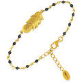 Bracelets Orusbijoux Bracelet En Argent Dor&eacute; Plume Pierres Noires Dor&eacute; Grenoble