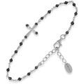 Bracelets Orusbijoux Bracelet En Argent Rhodi&eacute; Croix Pierres Naturelles Noires Argent&eacute; Grenoble
