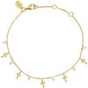 Bracelets Orusbijoux Bracelet Argent Dor&eacute; Motif Croix Et Pierre De Lune Blanche Dor&eacute;