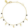 Bijoux Orusbijoux Bracelet Argent Dor&eacute; Motif Croix Et Pierres Spinelle Noires Dor&eacute;