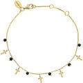 Bijoux Orusbijoux Bracelet Argent Dor&eacute; Motif Croix Et Pierres Spinelle Noires Dor&eacute;