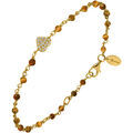 Bracelets Orusbijoux Bracelet Argent Dor&eacute; C?ur Serti Blanc Pierres ?il De Dor&eacute;