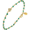 Bracelets Orusbijoux Bracelet Argent Dor&eacute; C?ur Serti Blanc Pierre Onyx Vert Dor&eacute; Grenoble
