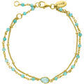 Bracelets Orusbijoux Bracelet Argent Dor&eacute; Double Chaine Goutte Et Pierre Dor&eacute; Grenoble