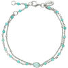 Bracelets Orusbijoux Bracelet Argent Rhodi&eacute; Double Chaine Goutte Et Pierre Argent&eacute;