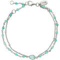 Bracelets sur Grenoble : Bracelets Orusbijoux Bracelet Argent Rhodi&eacute; Double Chaine Goutte Et Pierre Argent&eacute;
