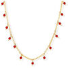 Collier Orusbijoux Collier Argent Dor&eacute; Petites Gouttes Perles Pierre Onyx Rouge