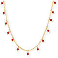 Colliers sur Grenoble : Collier Orusbijoux Collier Argent Dor&eacute; Petites Gouttes Perles Pierre Onyx Rouge