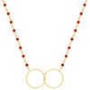 Collier Orusbijoux Collier Argent Dor&eacute; Double Rond Et Pierre Rouge Rouge