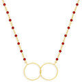 Collier Orusbijoux Collier Argent Dor&eacute; Double Rond Et Pierre Rouge Rouge Grenoble