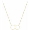 Collier Orusbijoux Collier Argent Dor&eacute; Double Rond Et Pierre De Lune Blanche Dor&eacute;