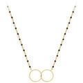 Collier Orusbijoux Collier Argent Dor&eacute; Double Rond Et Pierre Spinelle Noire Dor&eacute; Grenoble