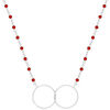 Collier Orusbijoux Collier Argent Rhodi&eacute; Double Rond Et Pierre Rouge Argent&eacute;