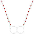 Collier Orusbijoux Collier Argent Rhodi&eacute; Double Rond Et Pierre Rouge Argent&eacute; Grenoble
