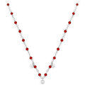 Collier Orusbijoux Collier Argent Rhodi&eacute; Serties Et Pierre Onyx Rouge Argent&eacute; Grenoble