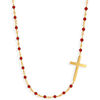 Collier Orusbijoux Collier Argent Dor&eacute; Croix Et Pierre Onyx Rouge Rouge
