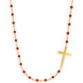 Collier Orusbijoux Collier Argent Dor&eacute; Croix Et Pierre Onyx Rouge Rouge Grenoble