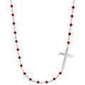 Collier Orusbijoux Collier Argent Rhodi&eacute; Croix Et Pierre Onyx Rouge Argent&eacute; Grenoble