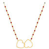 Collier Orusbijoux Collier Argent Dor&eacute; Double C?ur Et Pierre Rouge Rouge