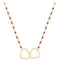 Colliers sur Grenoble : Collier Orusbijoux Collier Argent Dor&eacute; Double C?ur Et Pierre Rouge Rouge