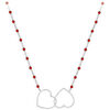 Collier Orusbijoux Collier Argent Rhodi&eacute; Double C?ur Et Pierre Rouge Argent&eacute;
