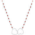 Colliers sur Grenoble : Collier Orusbijoux Collier Argent Rhodi&eacute; Double C?ur Et Pierre Rouge Argent&eacute;