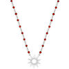 Collier Orusbijoux Collier Argent Soleil Rhodi&eacute; Et Pierre Onyx Rouge Argent&eacute;