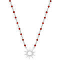 Collier Orusbijoux Collier Argent Soleil Rhodi&eacute; Et Pierre Onyx Rouge Argent&eacute; Grenoble